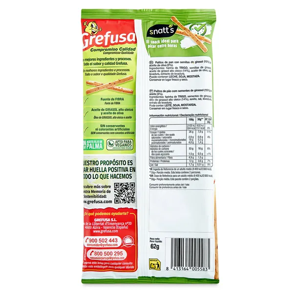 Palitos de pan con pipas Snatt's 62 g 3
