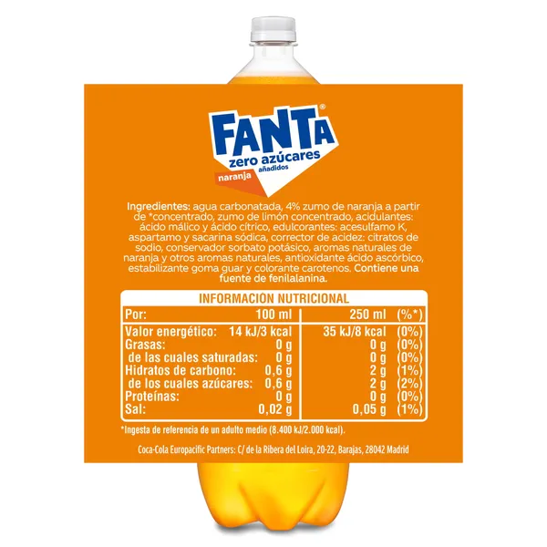 Fanta de naranja zero 2 L 3