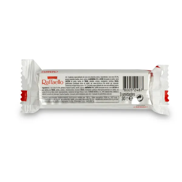 Bombones rellenos de coco y almendra Ferrero Rafaello bolsa 38 g 2