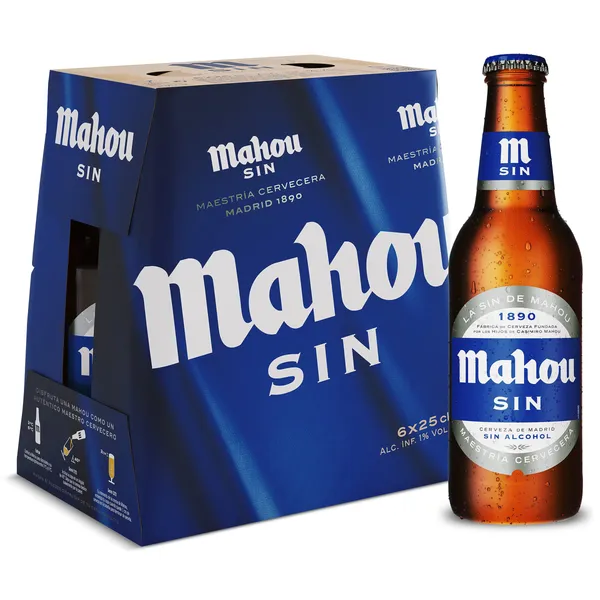 Cerveza sin alcohol Mahou botella 6 x 25 cl