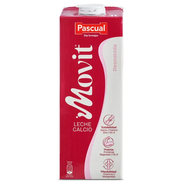 Leche desnatada calcio Pascual Movit 1 L 2