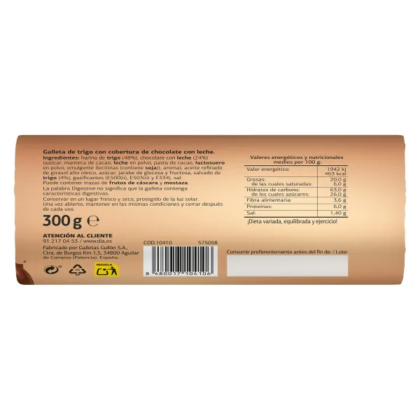 Galletas digestive con chocolate Galleteca de Dia paquete 300 g 4