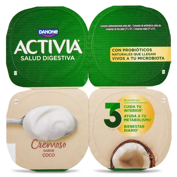 Bífidus cremoso sabor coco Activia pack 4 x 115 g 2