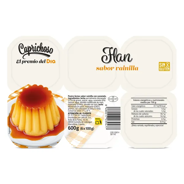 Flan de vainilla Caprichoso Dia pack 6 x 100 g 2
