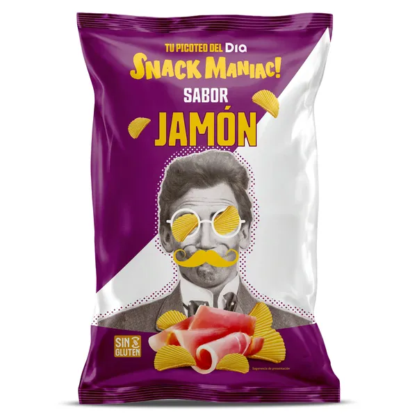 Patatas fritas onduladas sabor jamón Dia Snack Maniac 170 g 2