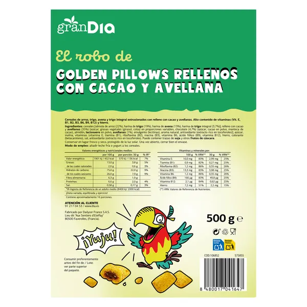 Cereales rellenos de cacao y avellana Gran Dia 500 g 4