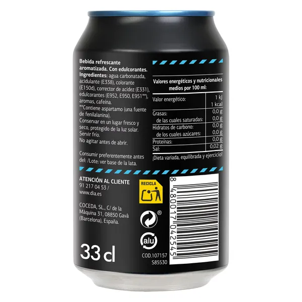 Refresco de cola zero Dia Hola Cola 330 ml 9