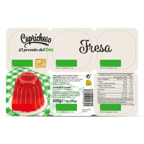 Postre gelificado de fresa Dia Caprichoso 6 x 100 g 2