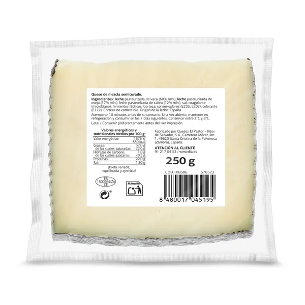 Queso semicurado Dia El Cencerro 250 g 3