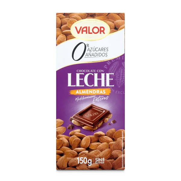 Chocolate con leche y almendras enteras 0% azúcares Valor 150 g 2