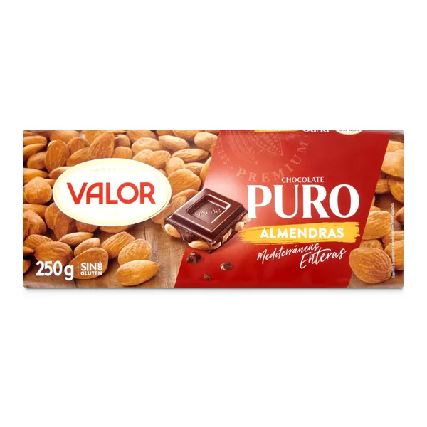 Chocolate puro con almendras enteras Valor 250 g 2