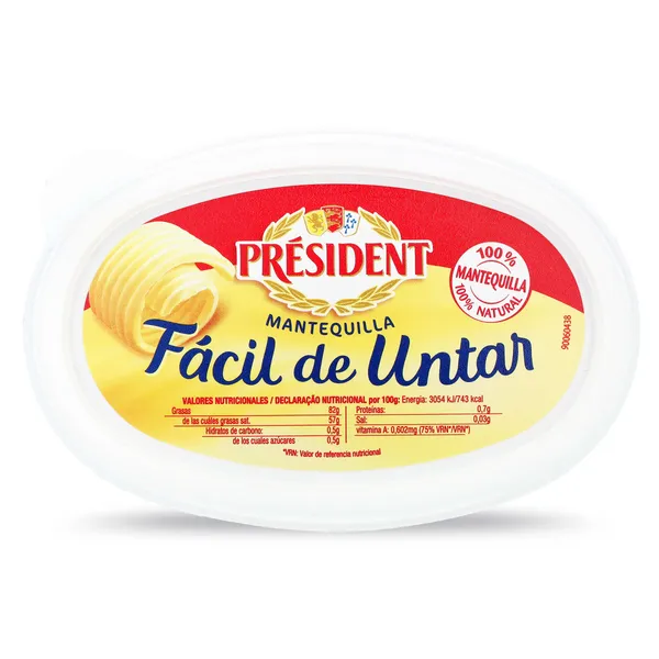 Mantequilla fácil de untar President tarrina 125 g 2