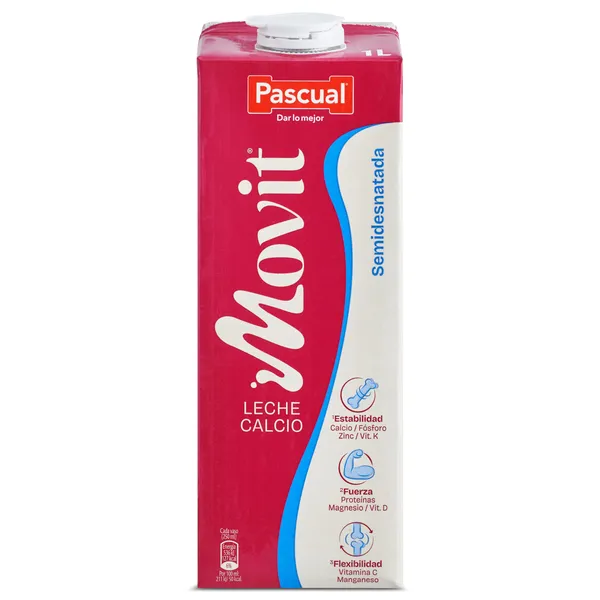 Leche semidesnatada calcio Pascual Movit 1 L 2