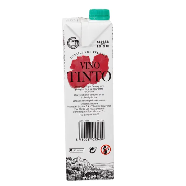 Vino tinto Castillo de Velasco 1 L 5