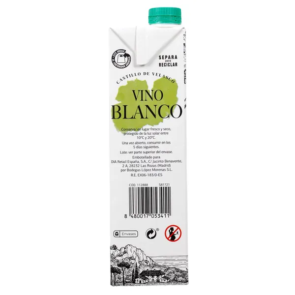 Vino blanco Castillo de Velasco 1 L 4