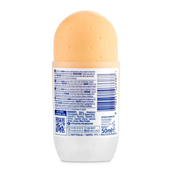 Desodorante roll-on piel sensible antitranspirante Sanex Dermo Sensitive bote 50 ml 2
