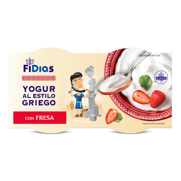 Yogur griego con fresa Dia Fidias pack 4 x 125 g 2