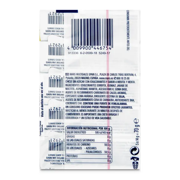 Chicle grageas sabor menta fuerte sin azúcar Orbit bolsa 5 unidades 2