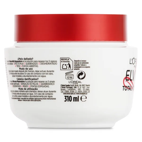 Mascarilla capilar total repair Elvive bote 310 ml 2