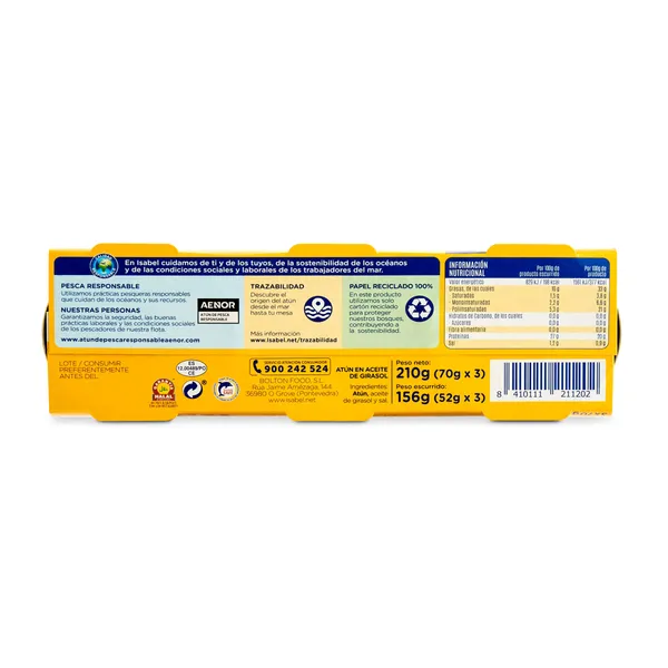 Atún en aceite girasol Isabel 3 x 52 g 4