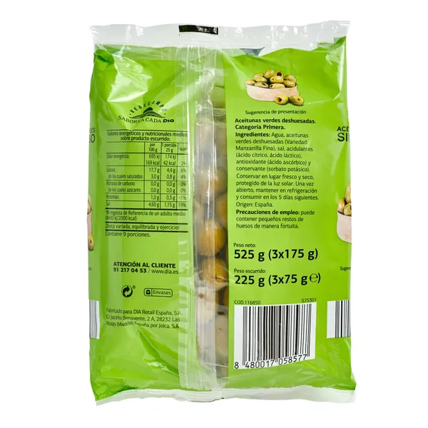 Aceitunas verdes sin hueso Dia Vegecampo 3 x 75 g 3