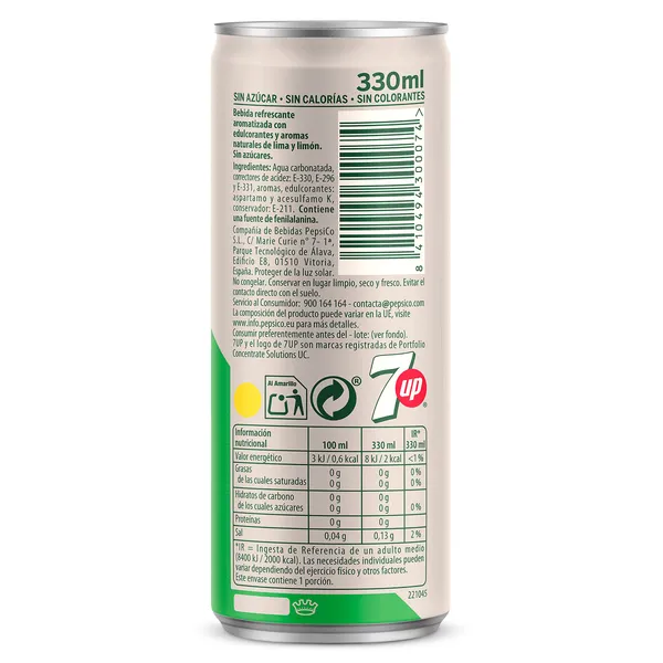 7 Up zero pack 8 x 330 ml 3