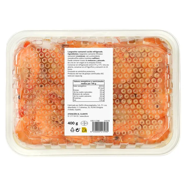 Langostino cocido Selección de Dia bandeja 400 g 3