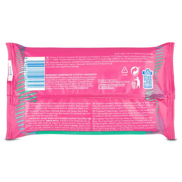 Toallitas íntimas con aloe vera Carefree 20 unidades 3