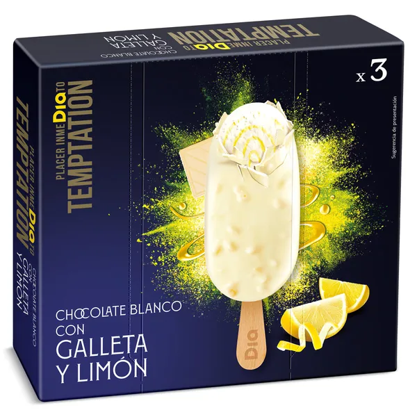 Helado bombón de limón 3 unidades Temptation de Dia caja 195 g