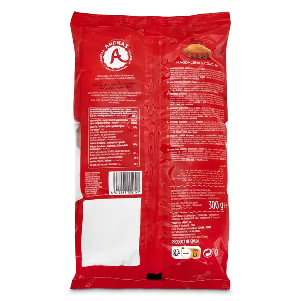 Magdalenas concha Arenas bolsa 300 g 2