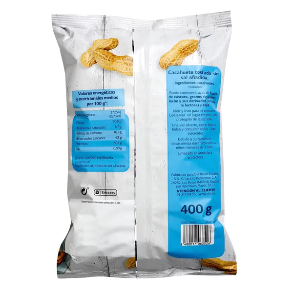 Cacahuete con cáscara sin sal Dia Naturmundo 400 g 3