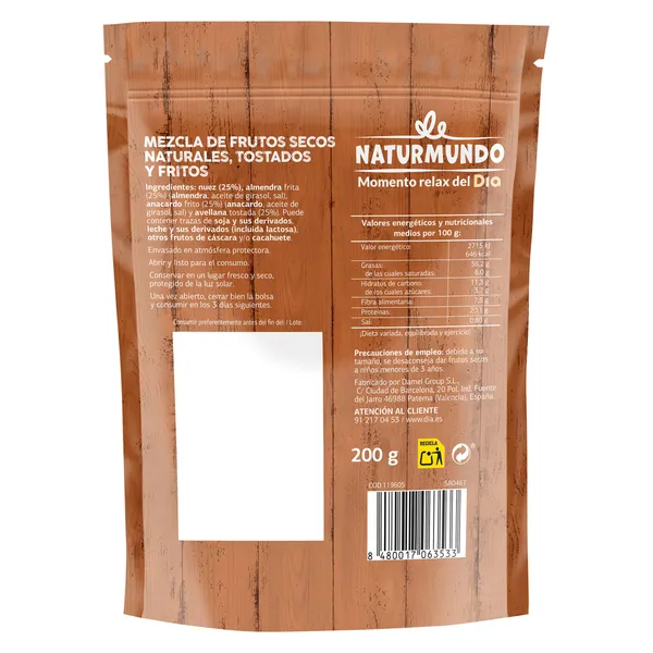 Mix de frutos secos clásico Naturmundo de Dia bolsa 200 g 2