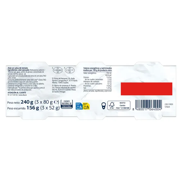 Atún en tomate Dia Mari Marinera lata 3 x 52 g 3