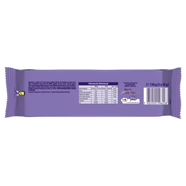 Galletas choco wafer chocolate con leche Milka bolsa 150 g 2