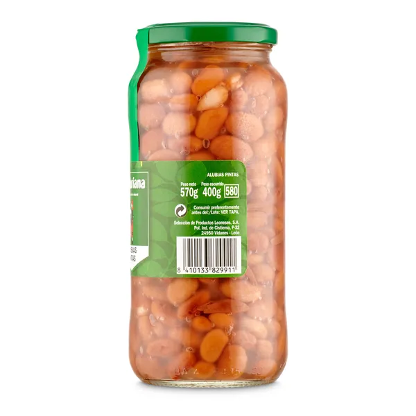 Alubias pintas cocidas Legumbres La Asturiana frasco 400 g 2