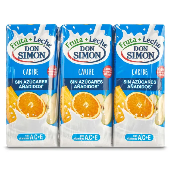 Bebida de zumo de frutas con leche caribe zero Don Simón brik 6 x 200 ml 2