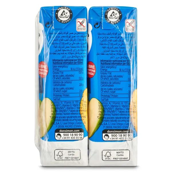 Bebida de zumo de frutas con leche caribe zero Don Simón brik 6 x 200 ml 3