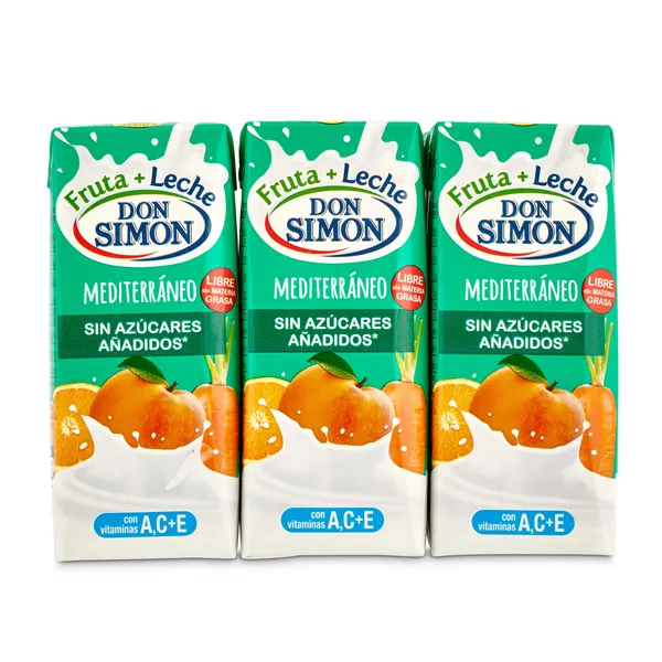 Bebida de zumo de frutas con leche mediterráneo zero Don Simón brik 6 x 200 ml 2