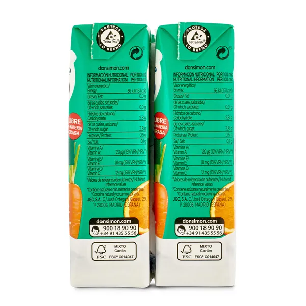 Bebida de zumo de frutas con leche mediterráneo zero Don Simón brik 6 x 200 ml 4