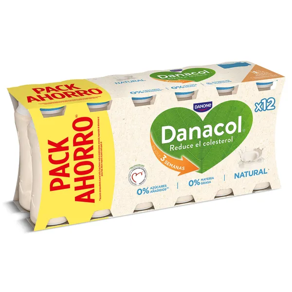 Bebida láctea natural 0% azúcares añadidos Danacol pack 12 x 100 g