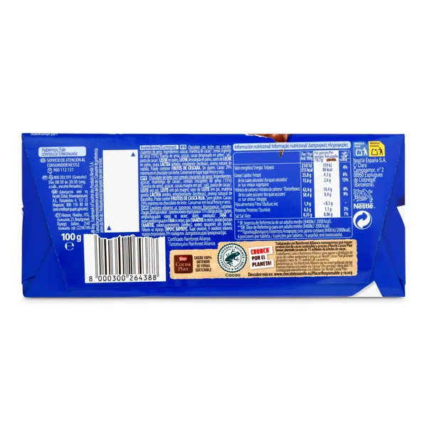 Chocolate con leche con cereales Nestlé Crunch 100 g 2