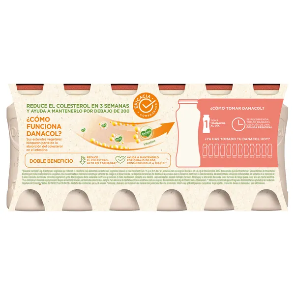 Bebida láctea de fresa 0% azúcares añadidos Danacol pack 12 x 100 g 4
