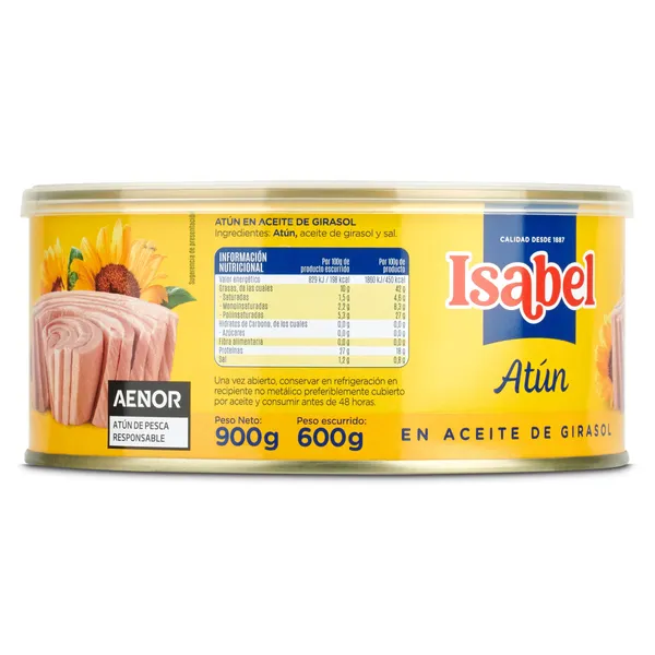 Atún en aceite de girasol Isabel 600 g 2