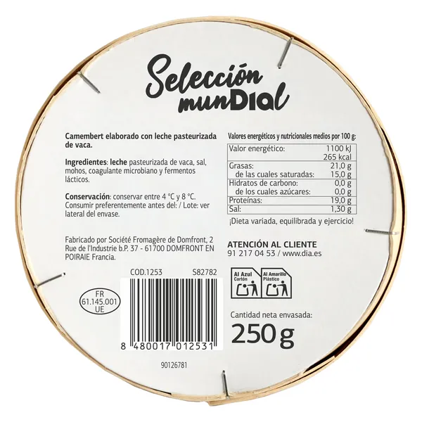 Queso camembert Dia Selección Mundial 250 g 3