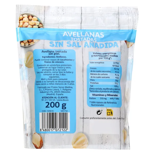 Avellanas tostadas Naturmundo de Dia bolsa 200 g 2
