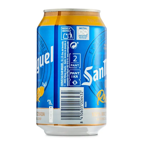 Cerveza radler con limón 0,0% alcohol San Miguel lata 33 cl 2