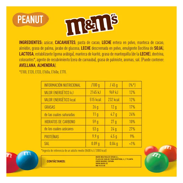 Cacahuete recubierto de chocolate con leche M&M's 45 g 3