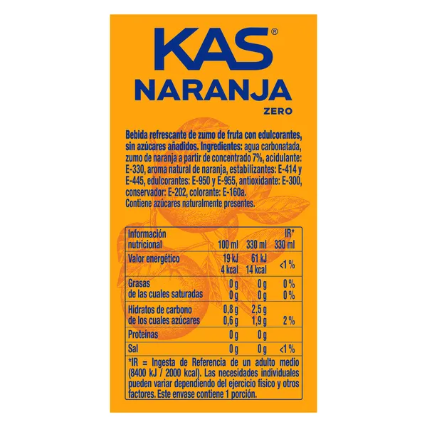 Kas de naranja zero pack 24 x 330 ml 3