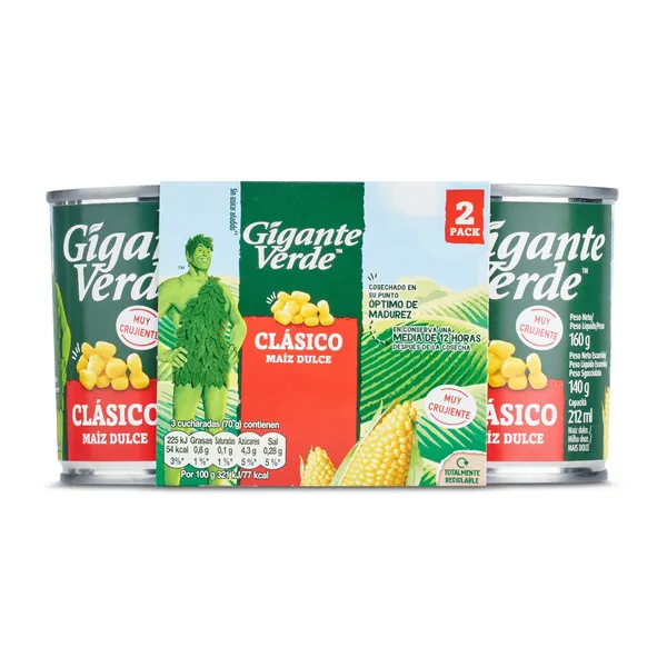 Maíz clásico Gigante Verde 2 x 140 g 2
