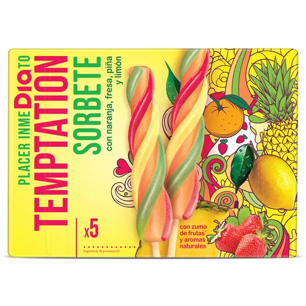 Sorbetes sabores zumo de frutas Dia Temptation 5 x 80 g 2